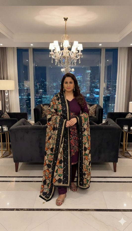 Phulkari mirror work Dupatta