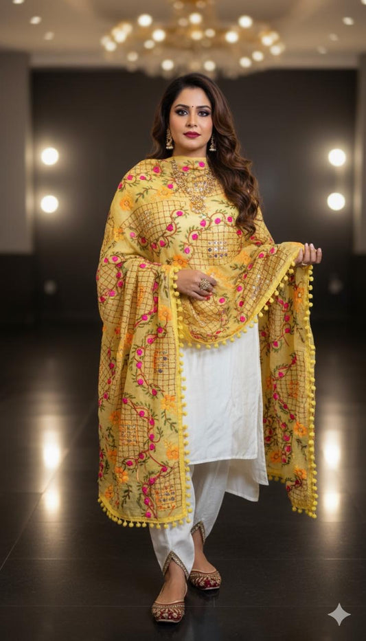 Pom Pom Phulkari Dupatta