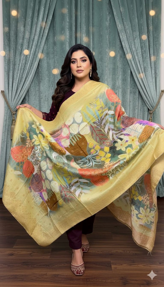 Pure chinon printed Dupatta